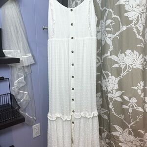 White Button-Down Maxi Dress